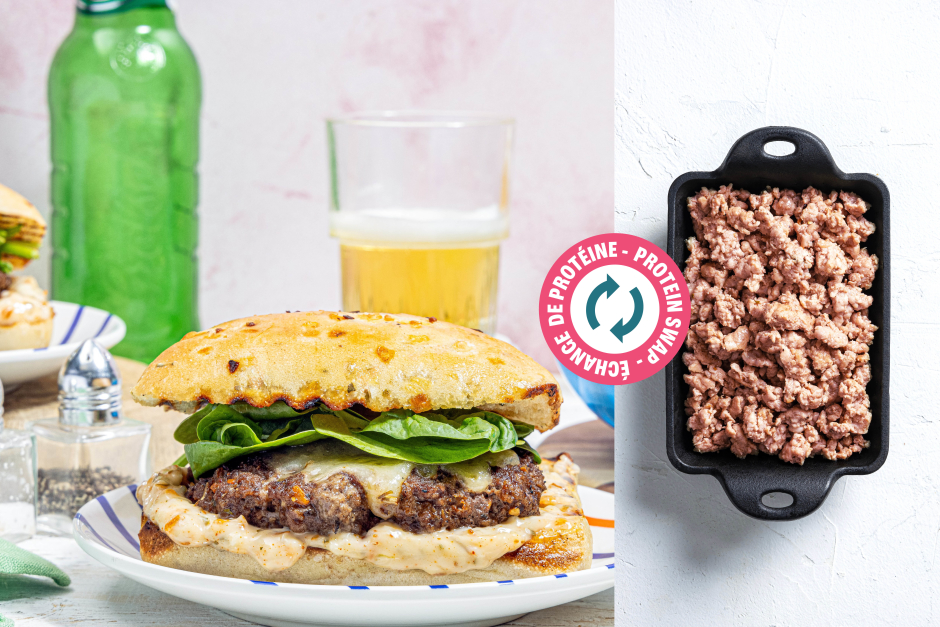 Échange de protéine | Burgers de porc au fromage avec aïoli aux épices