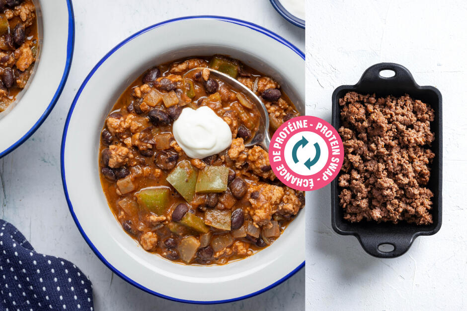 Échange de protéine | Casserole de chili con boeuf