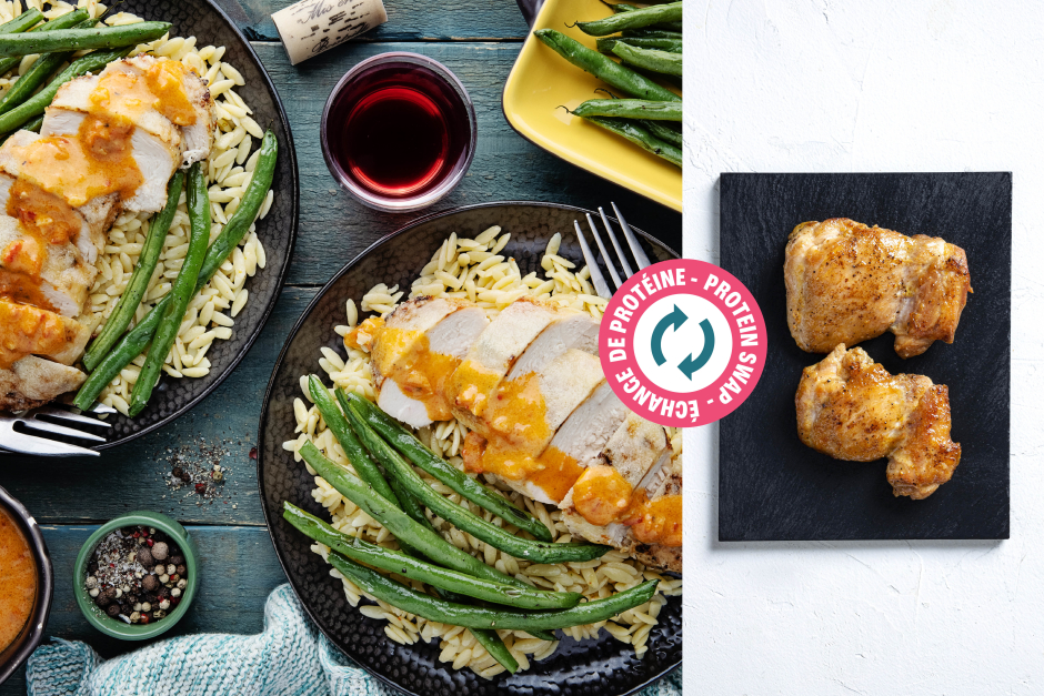Protein Swap | Cheesy Roasted Pepper Chicken Thighs