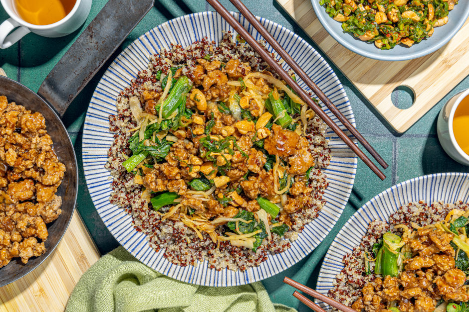 Teriyaki Pork Sauté with Scallion-Cashew Crunch