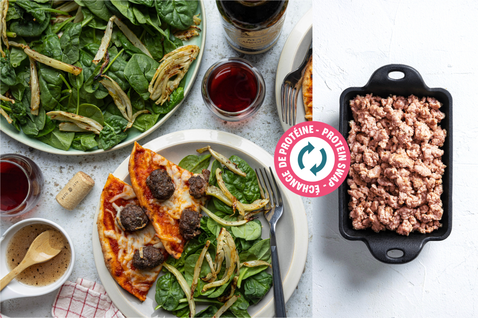 Protein Swap | Pork Mini Meatball Naan Pizzas