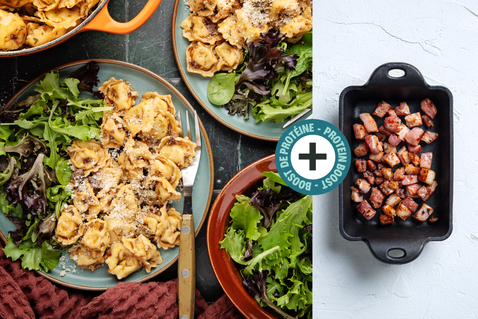 Protein Boost | Fast ’n’ Hot Tortellini & Pancetta Puttanesca