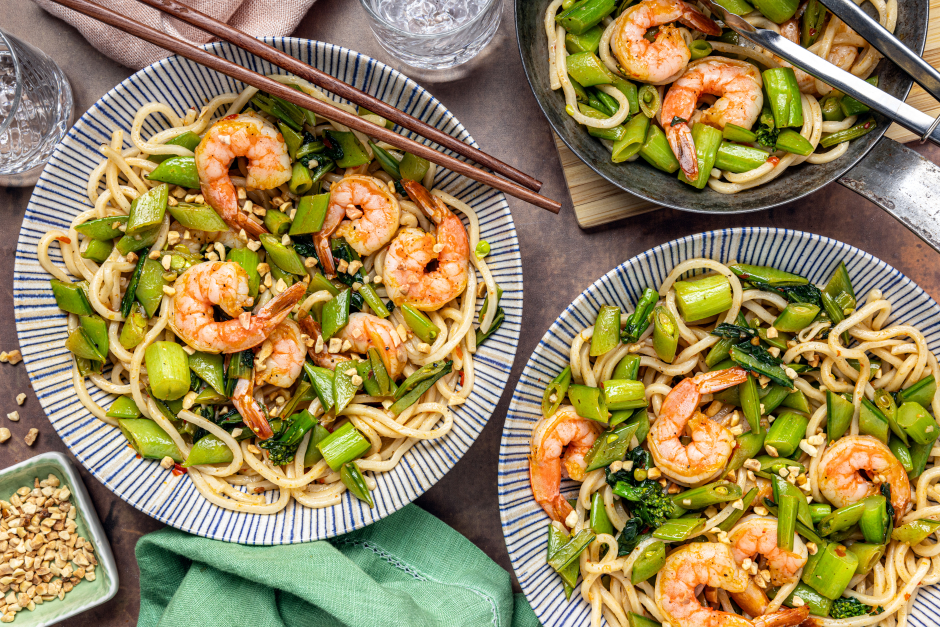Quick Thai-Style Shrimp & Yu Choy Noodles