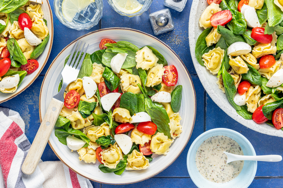 Caesar-Dressed Tortellini Caprese Salad