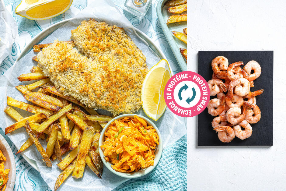 Protein Swap | Golden Sheet Pan Shrimp & Chips