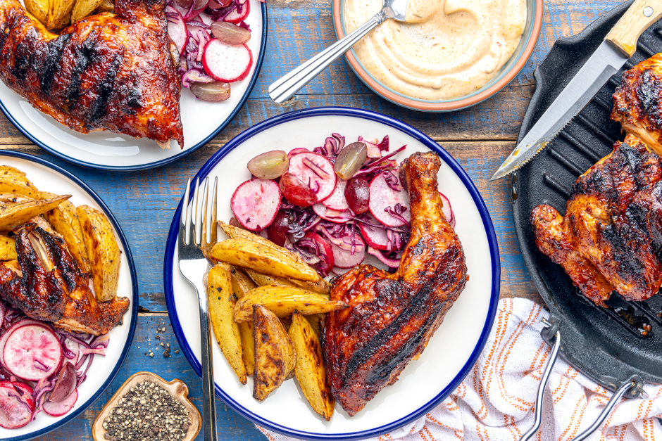 Poulet en crapaudine sur le BBQ