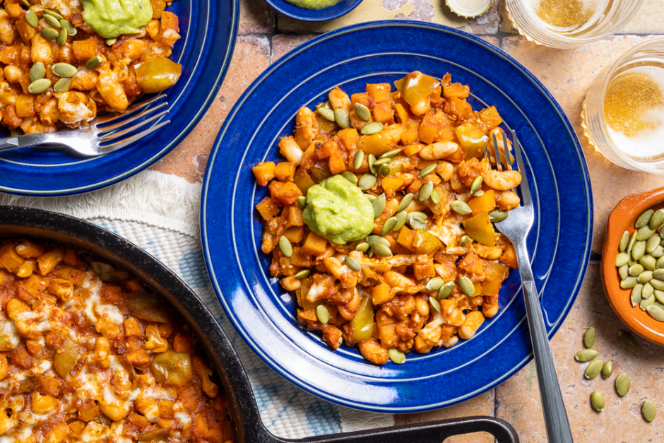 Cheesy White Bean & Tomatillo Skillet