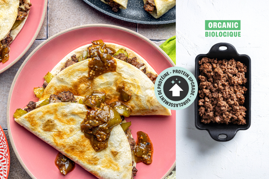 Protein Upgrade | ORGANIC Ground Beef & Poblano Quesadillas