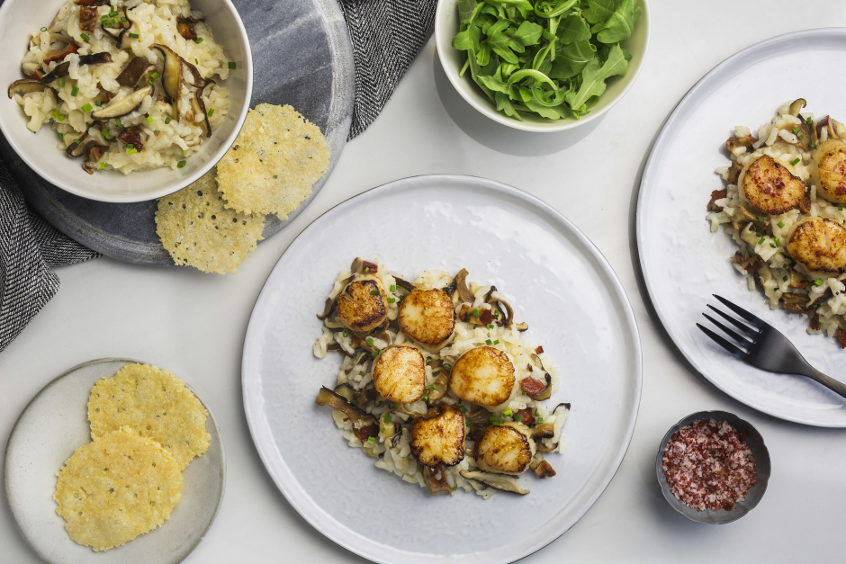 L'Artisan: Seared Scallops over Premium Mushroom Risotto