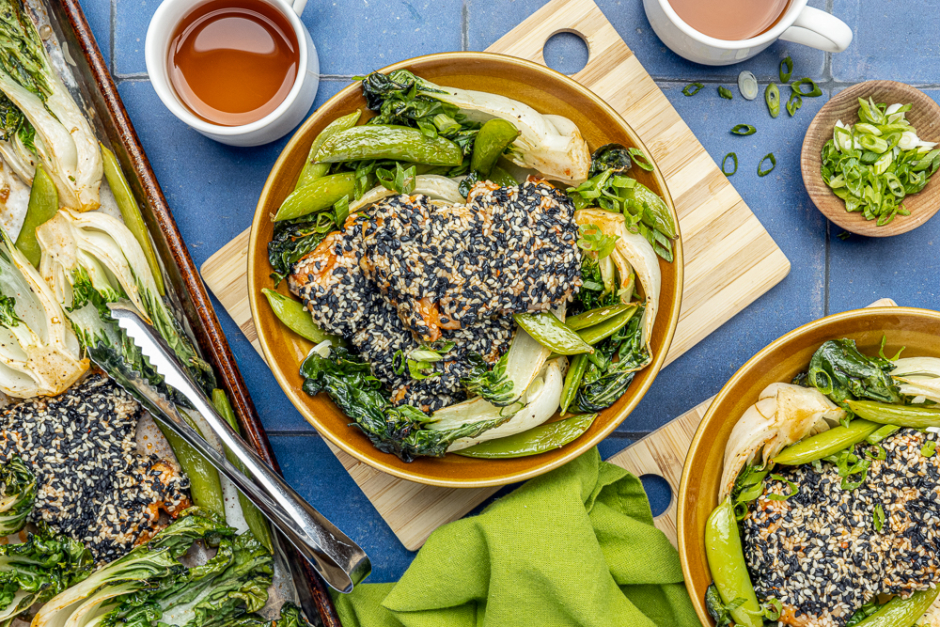 Sesame-Crusted Chicken Sheet Pan