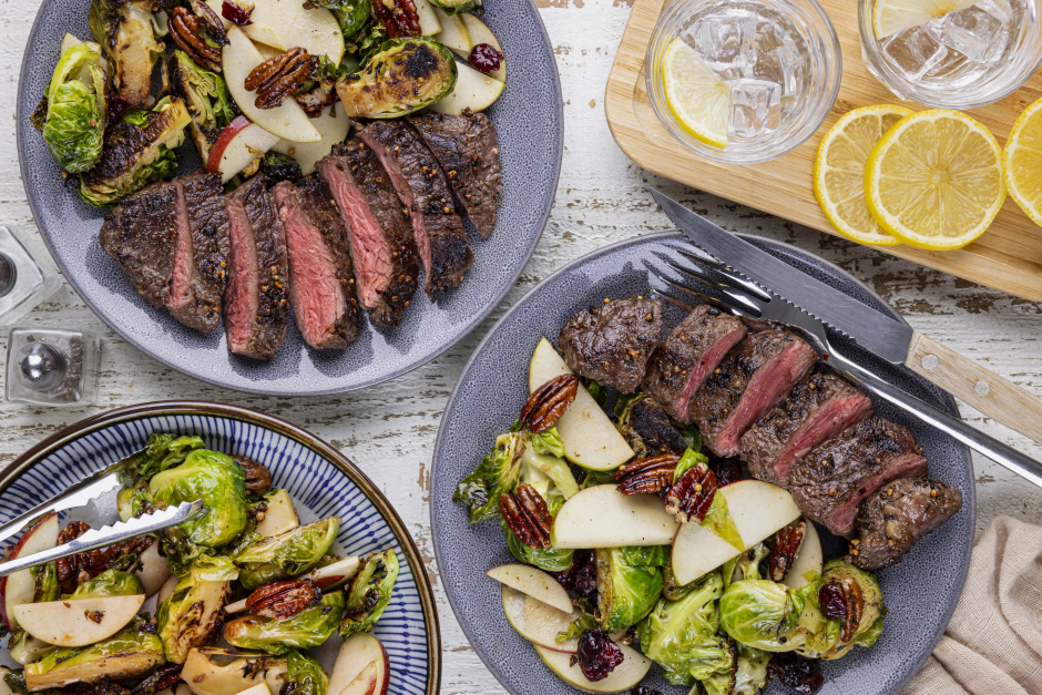 Paleo: Seared Steaks & Warm Brussels Sprout Salad