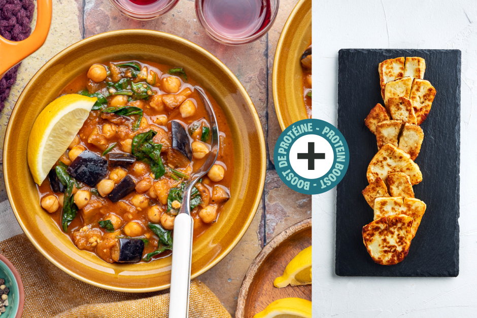 Protein Boost | Mediterranean Halloumi, Chickpea & Eggplant Stew