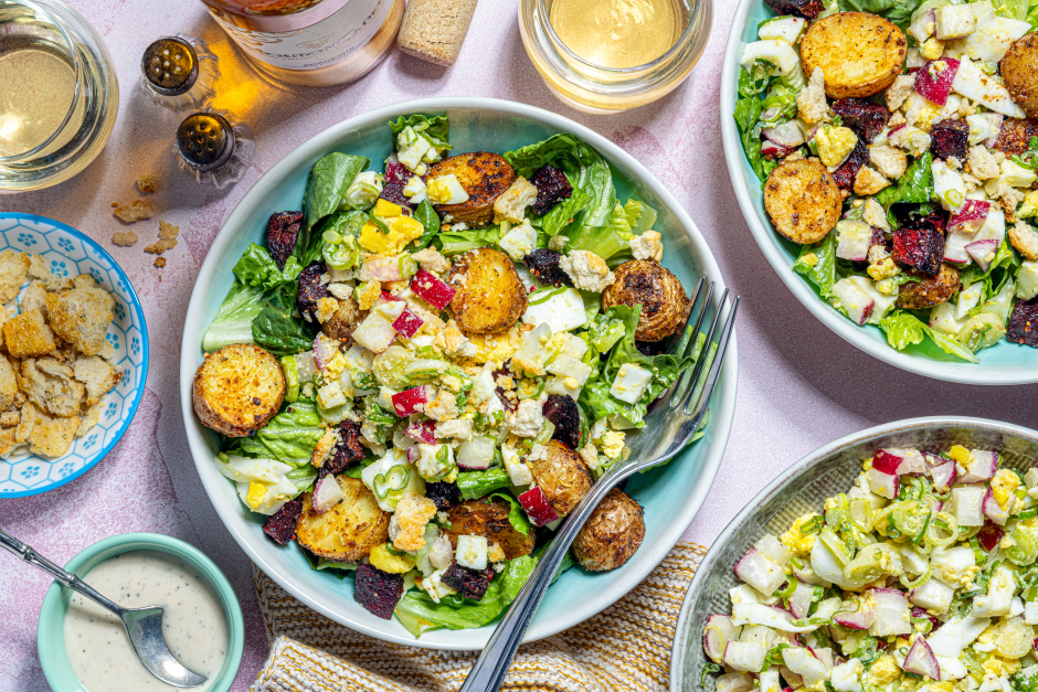 Bols de légumes rôtis à la vinaigrette César