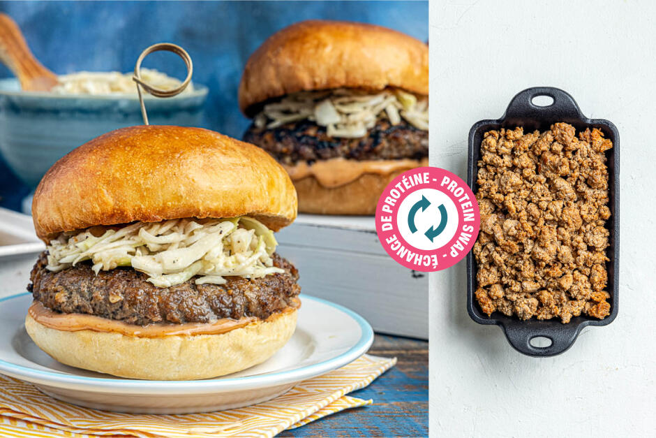 Échange de protéine | Burgers BBQ aux pommes et au chorizo