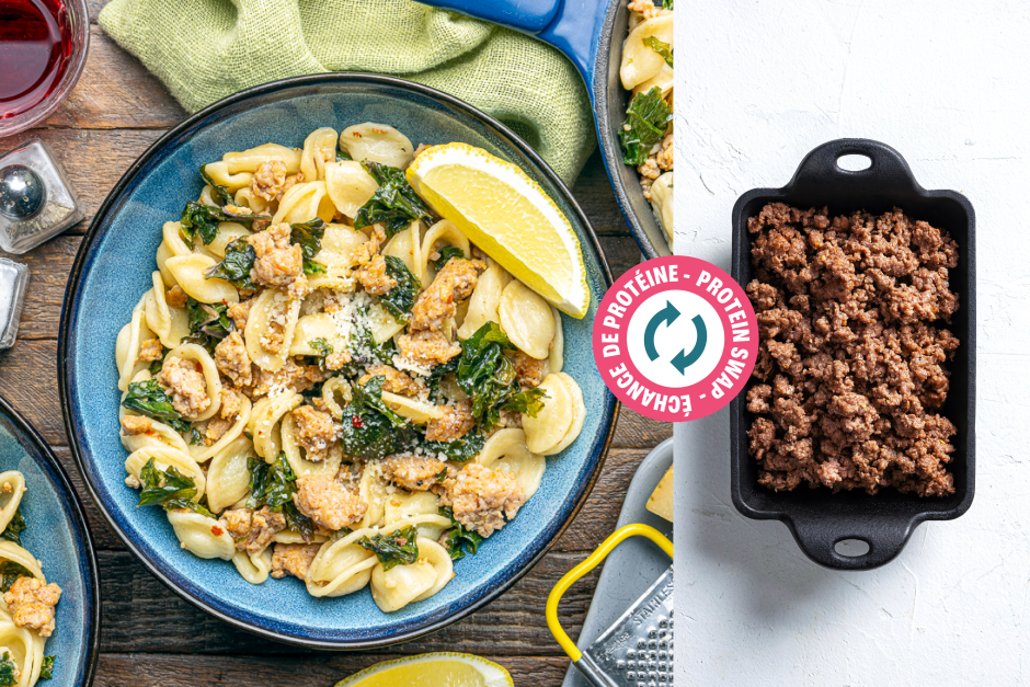 Protein Swap | Goodfood & Chef: Ground Beef & Kale Orecchiette