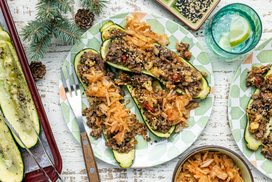 Spicy Bulgogi Beef Zucchini Boats