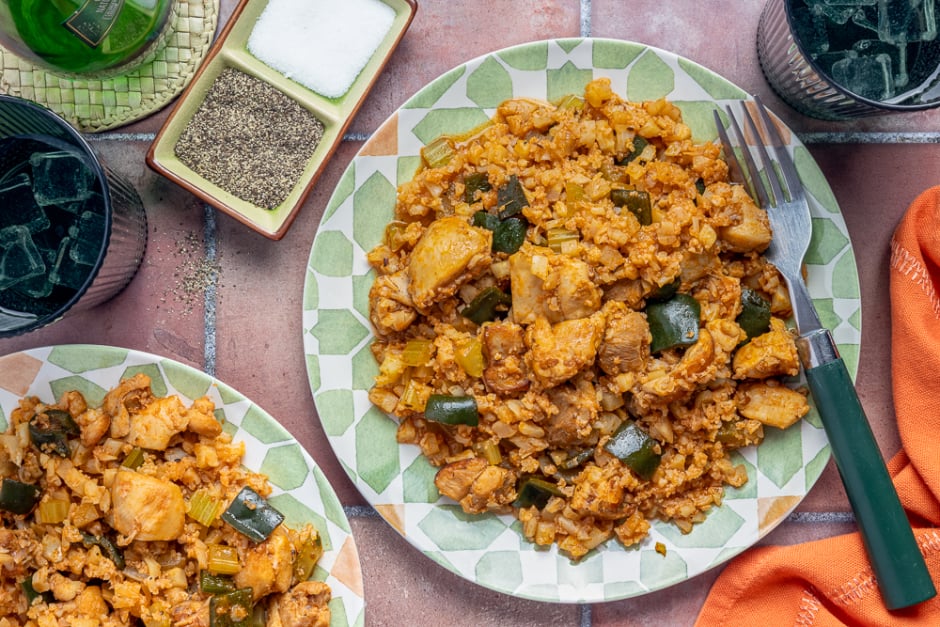 Jambalaya au «riz» de chou-fleur et poulet