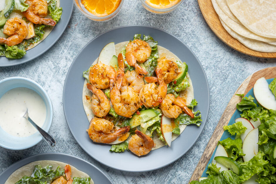 Tacos aux crevettes au beurre à l'ail