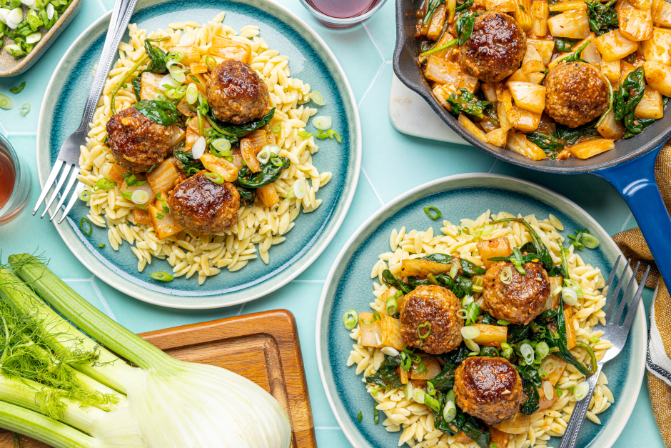 Boulettes de porc et grana padano avec sauce au fenouil