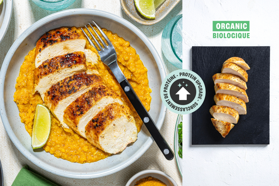 Surclassement de protéine | Poitrines de poulet BIO au cari