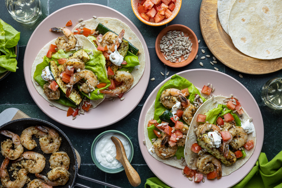 10-Minute Greek-Inspired Shrimp Tacos