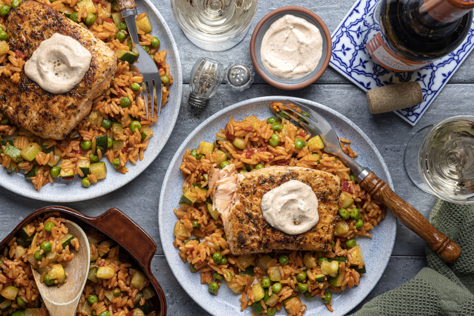 Pan-Seared Salmon with Spiced Sour Cream