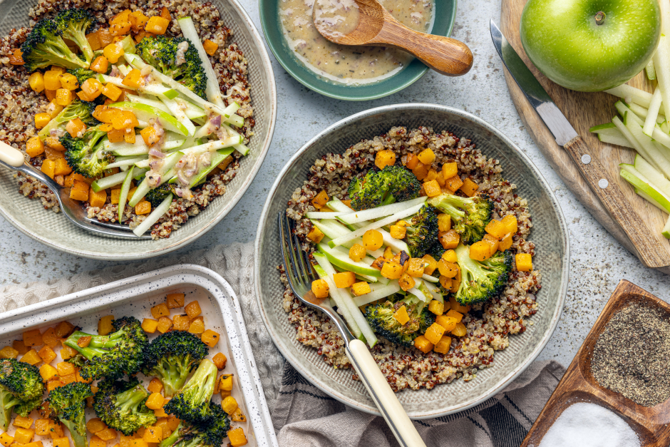 Vegan Quinoa Bowls with Maple-Tahini Vinaigrette