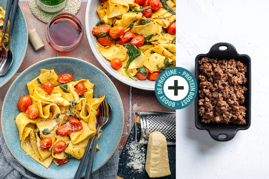 Boost de protéines | Pappardelles fraîches style drapeau italien avec bœuf haché