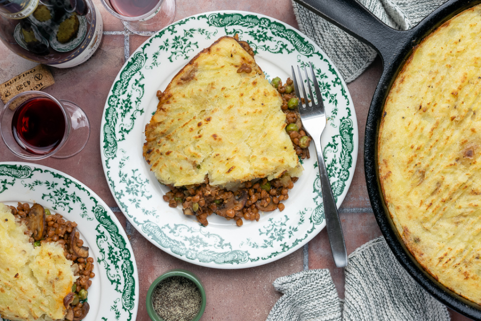 British-Inspired Lentil & Mushroom Pie