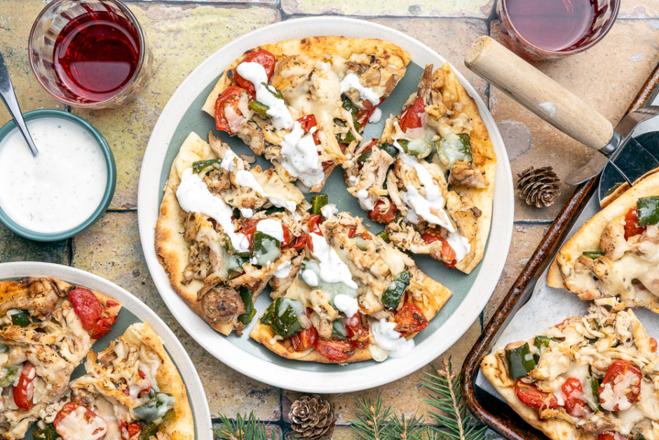 Caesar-Drizzled Chicken Flatbreads