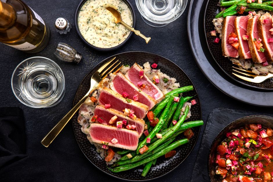 L’Artisan: Seared Tuna Steaks with Watermelon Radish Salsa