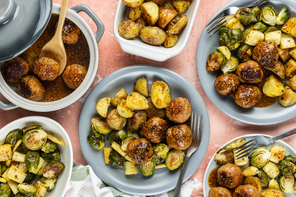 Pork Sausage Meatballs with Mustard Pan Sauce