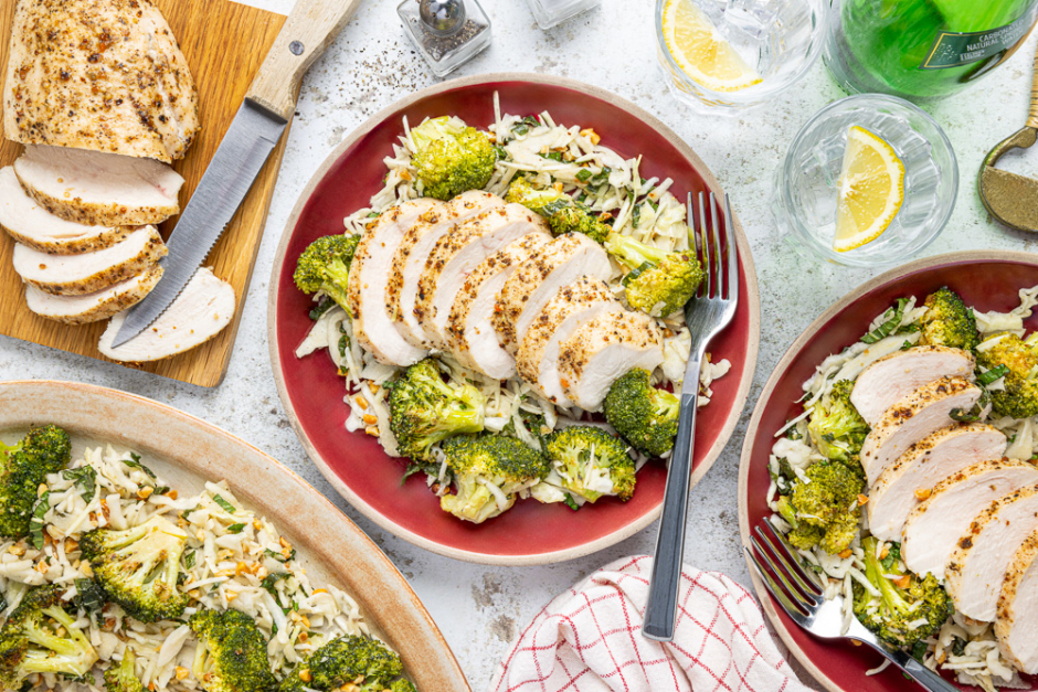 Fragrant Sheet Pan Chicken Breasts & Roasted Broccoli-Peanut Salad