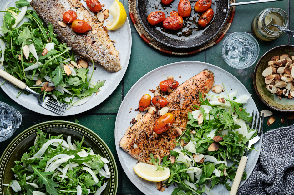 Paleo: Spicy Seared Trout, Burst Tomatoes & Almonds