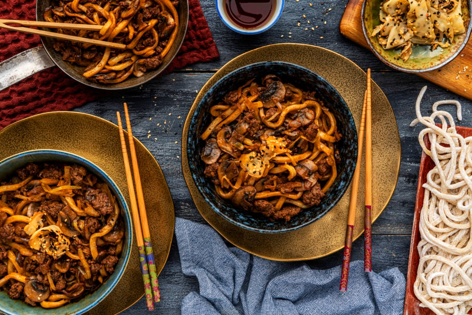 Quick Ground Beef Yaki Udon