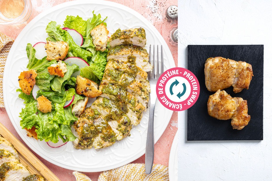 Échange de protéine | Cuisses de poulet avec beurre au pesto