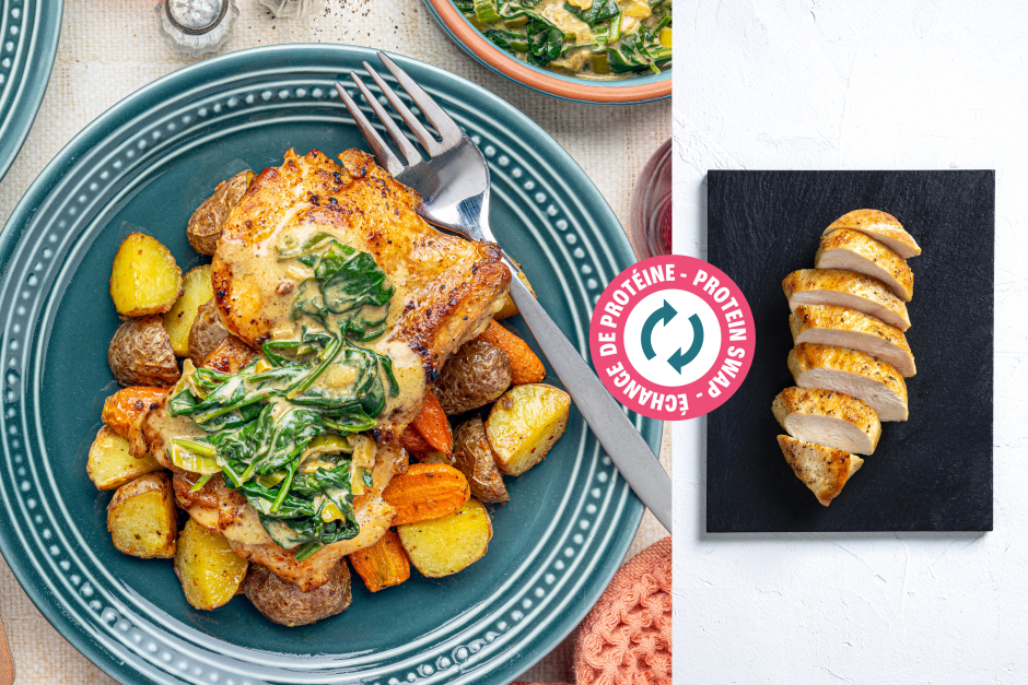 Protein Swap | Seared Chicken Breasts with Creamy Leek & Basil Pesto Sauce