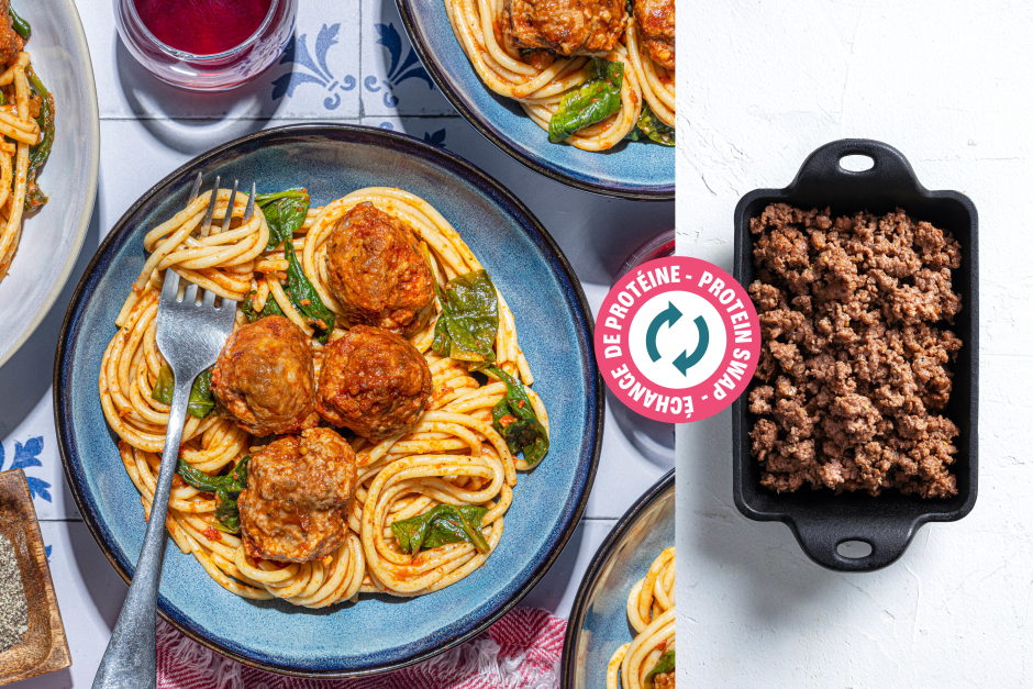 Échange de protéine | Spaghettis aux boulettes de bœuf deux cuillères