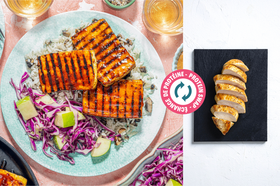 Protein Swap | Grilled BBQ-Glazed Chicken & Portobello Rice Bowls