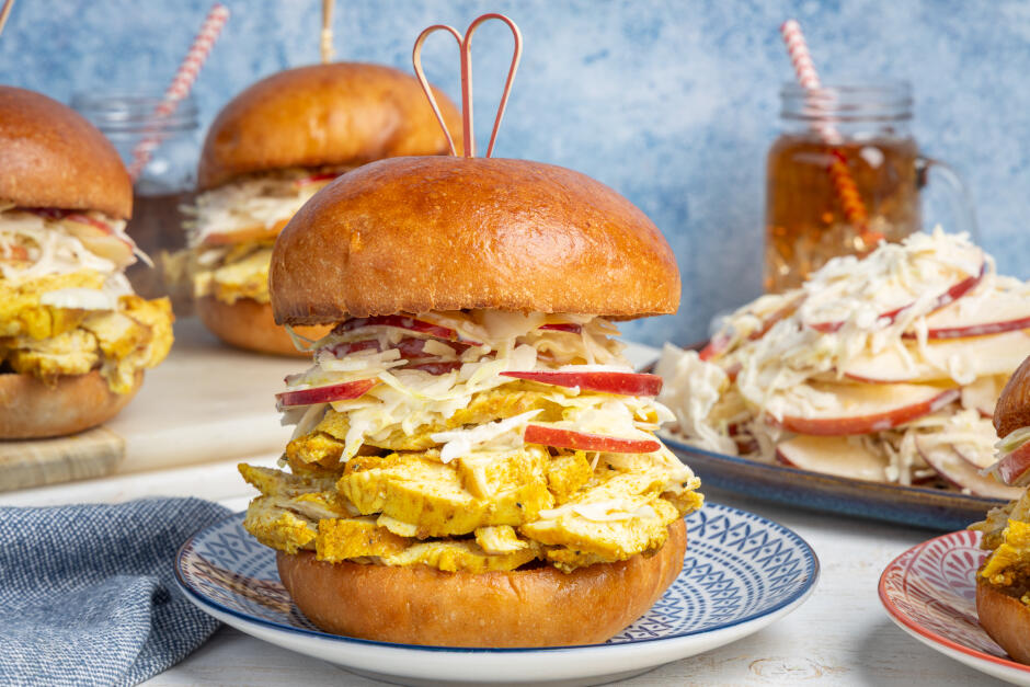 Coronation Chicken Burgers