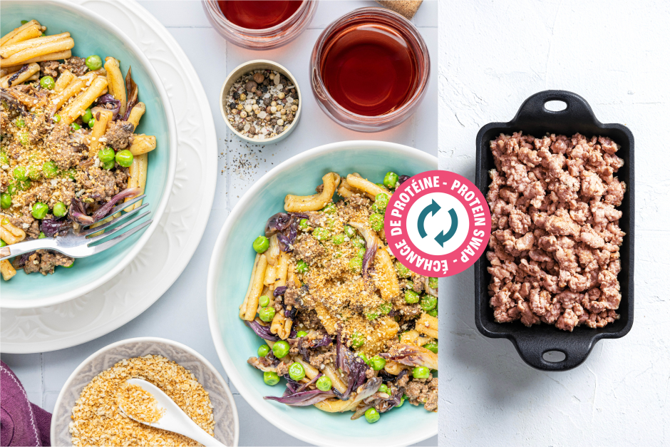 Protein Swap | Sausage Meat, Radicchio & Green Pea Gemelli