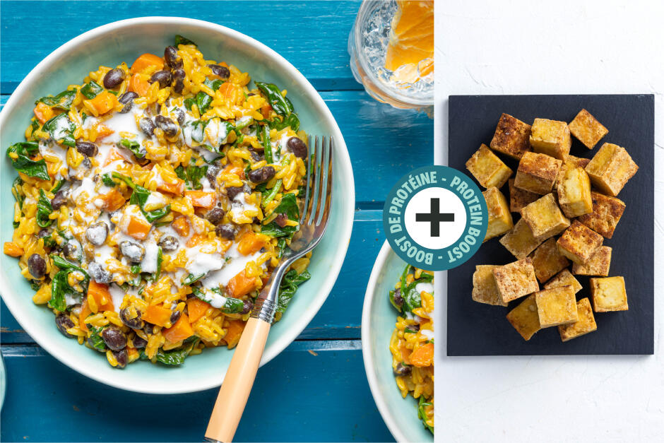 Boost de protéines | Pelau au tofu et aux légumes caribéen en une casserole