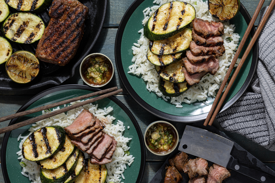 BBQ Top Sirloin Steaks with Ginger-Lime Sauce