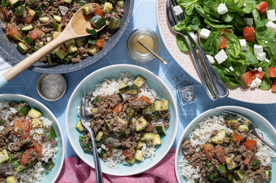 Greek-Style Ground Beef Skillet
