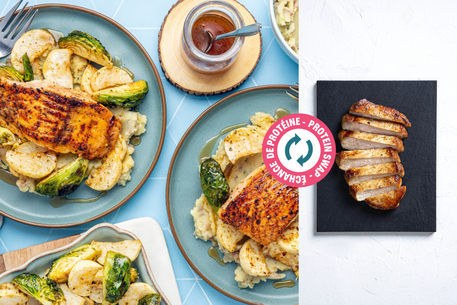 Protein Swap | Maple Butter Pork Chops with Roasted Winter Vegetables