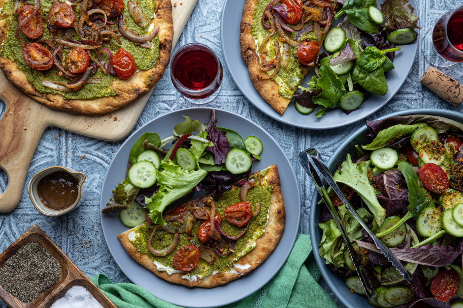 Quick Basil Pesto & Mascarpone Flatbreads