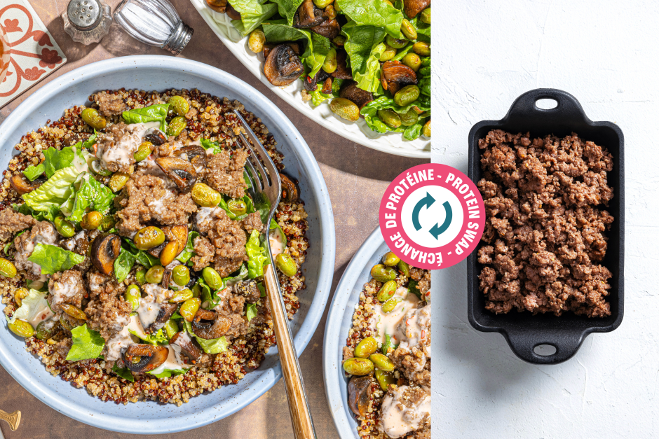 Échange de protéine | Bols de quinoa au bœuf haché à la sauce teriyaki