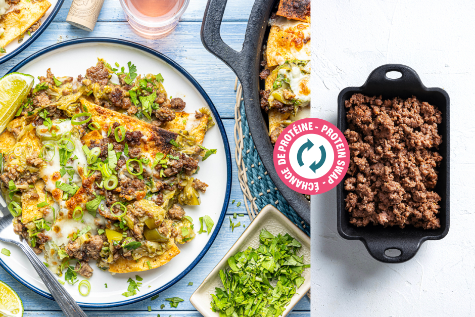Échange de protéine | Chilaquiles verdes au bœuf