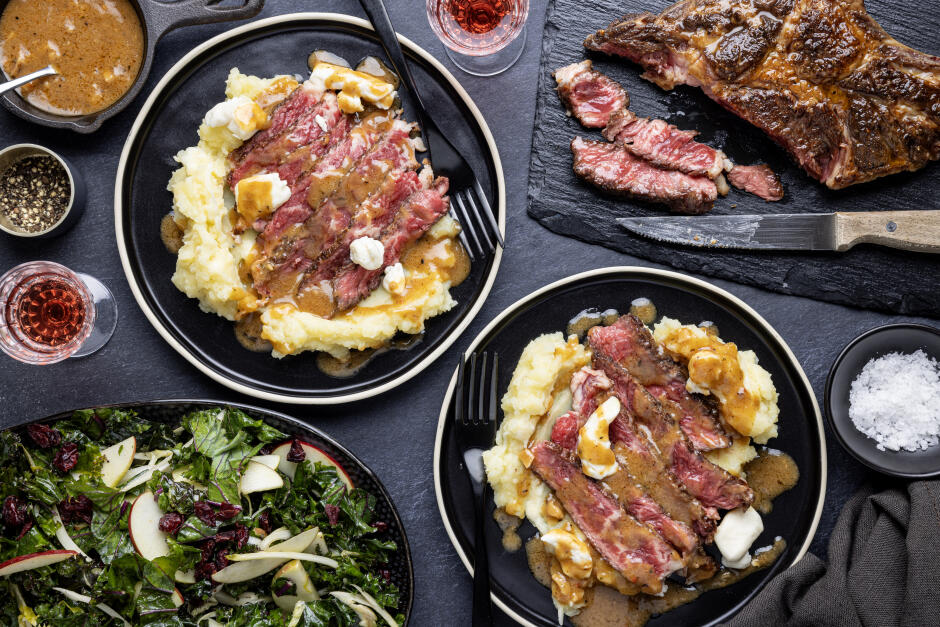 Entrecôte de bœuf nourri à l'herbe à partager