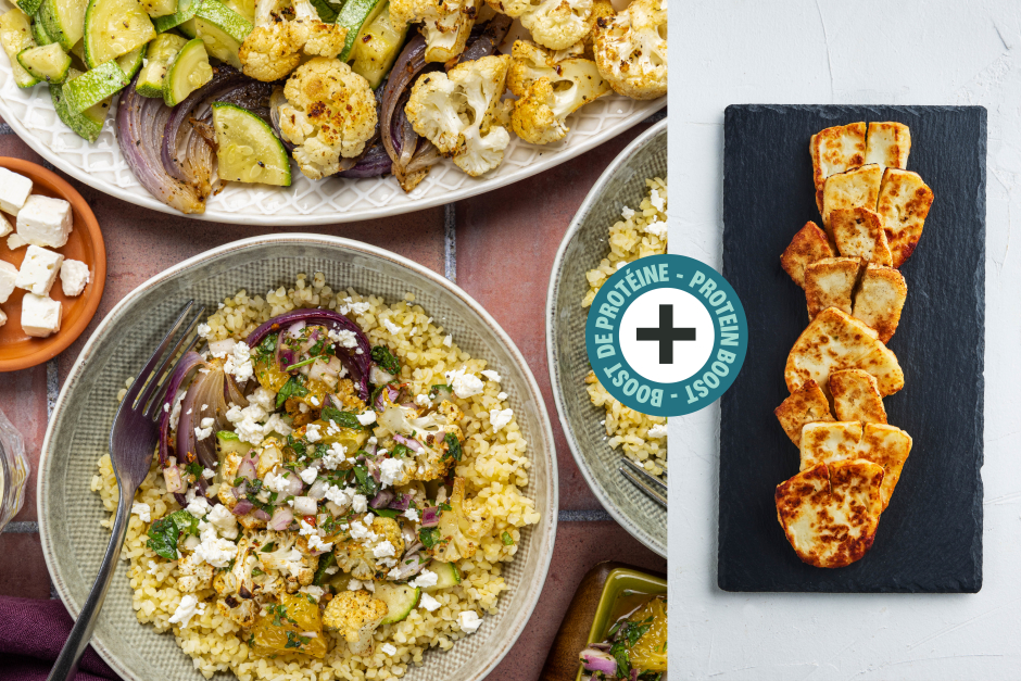Protein Boost | Roasted Veggie & Halloumi Bulgur Bowls